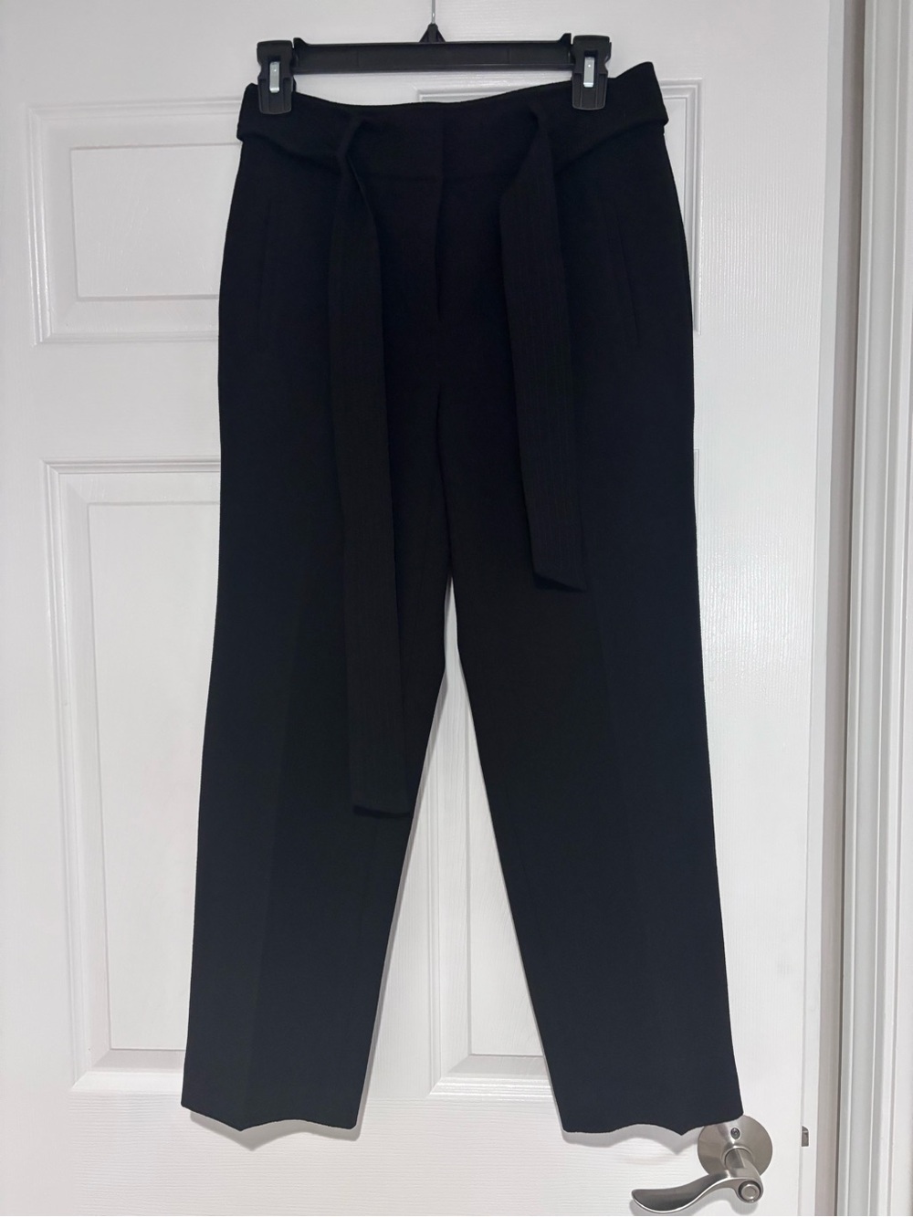 Bar III Black Crepe Tie-Belt Pants